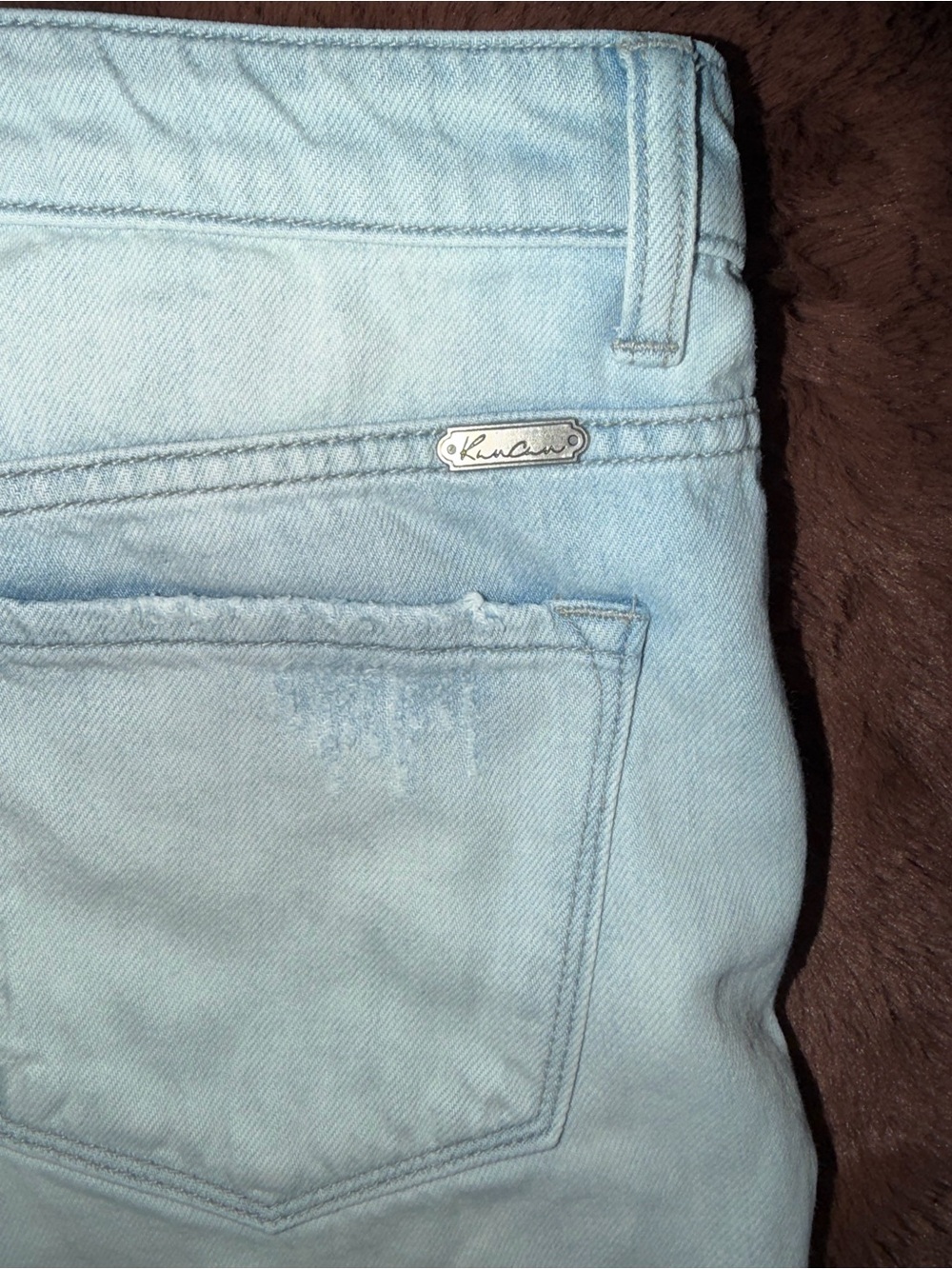 KanCan Light Wash Distressed Denim Shorts Size M Cuffed High Rise - Picture 4 of 4